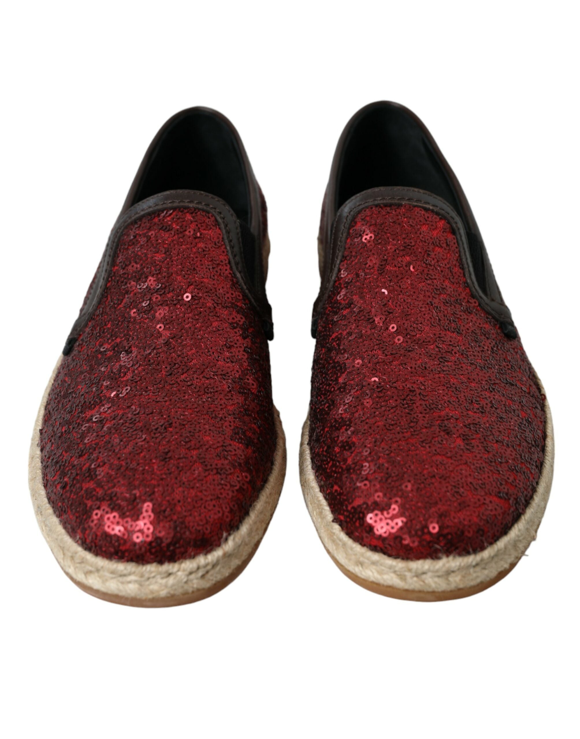 Red sequined leather slippers