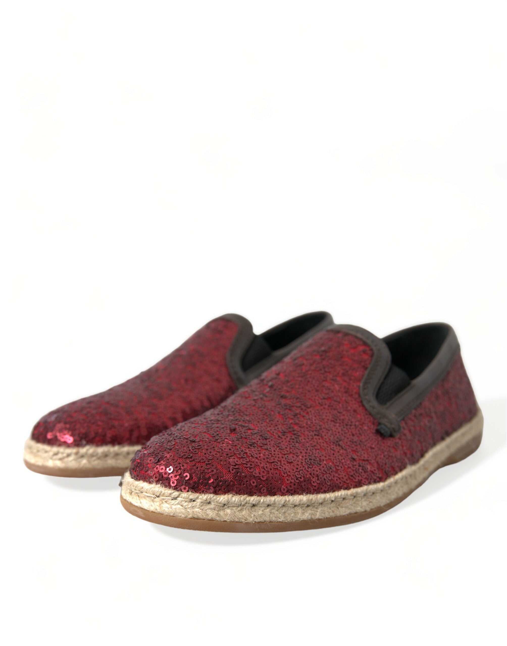 Red sequined leather slippers
