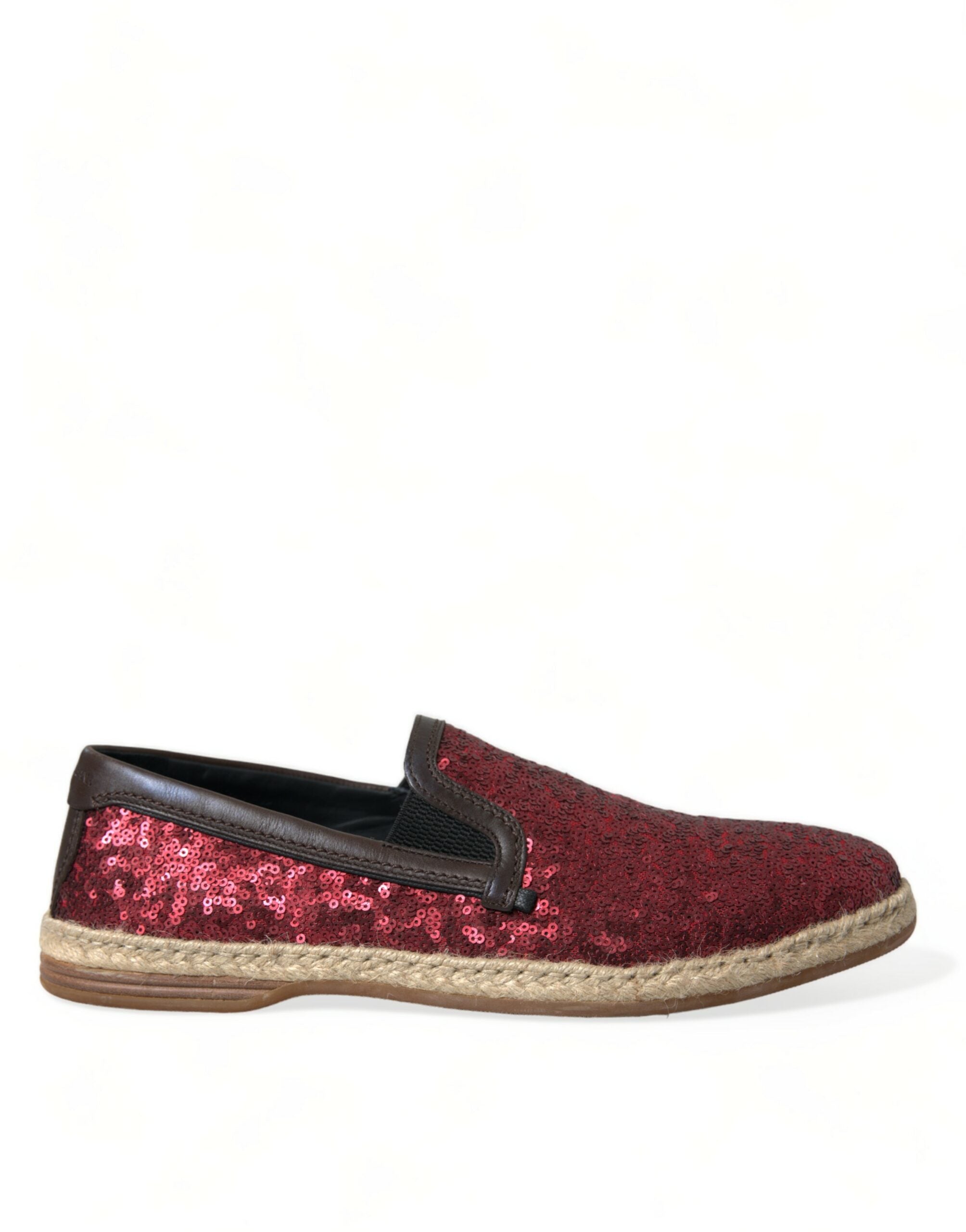 Red sequined leather slippers