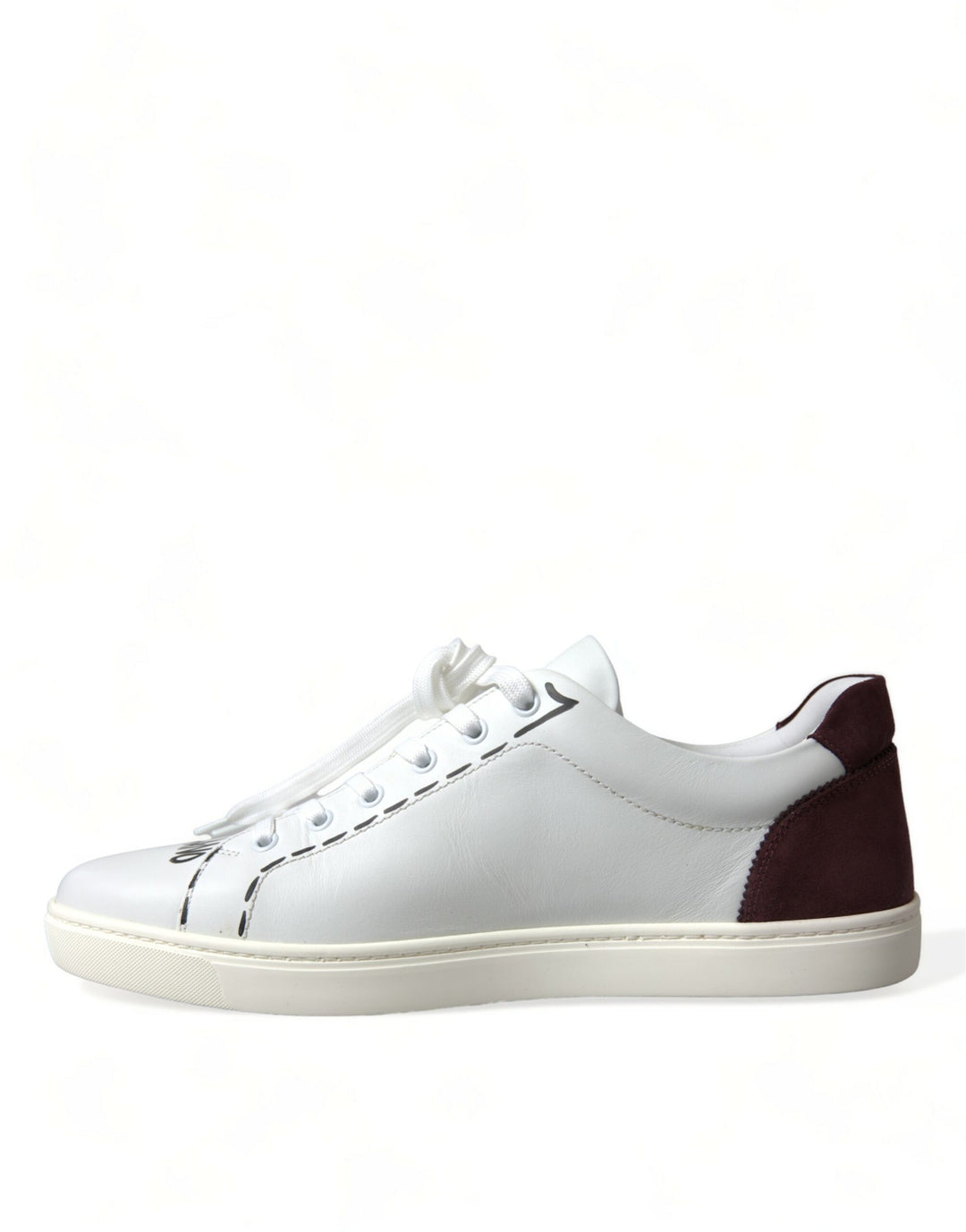 Dolce & Gabbana Exklusive Weiß Bordeaux Low Top Sneakers