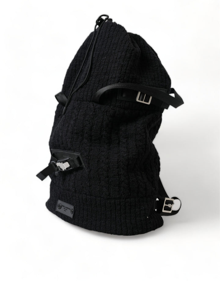 Elegant backpack made of tricot wool blend in black