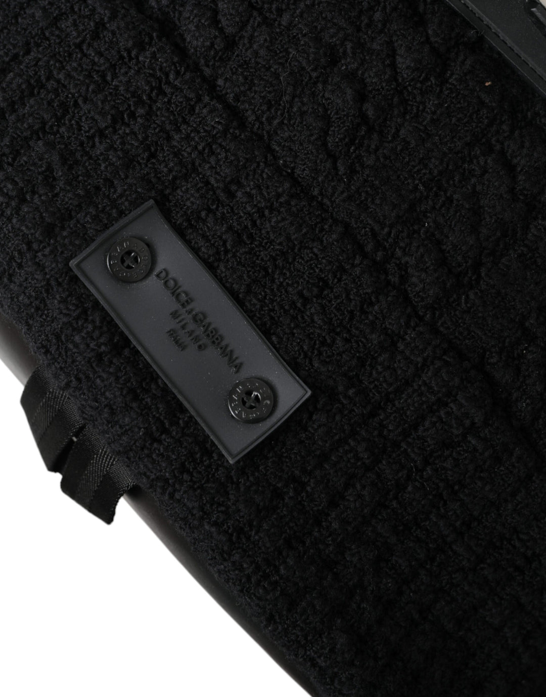 Elegant backpack made of tricot wool blend in black