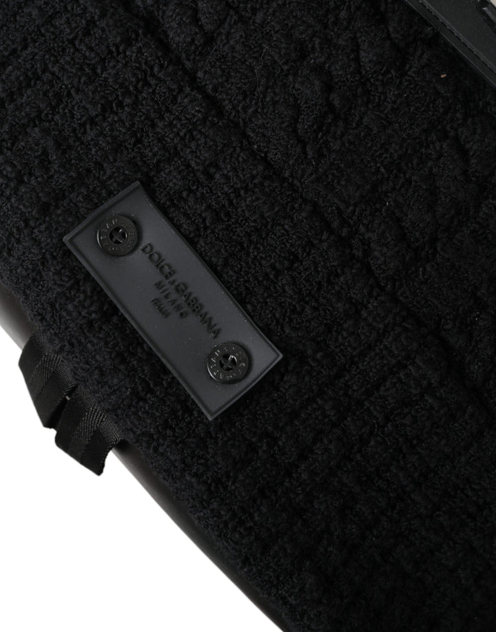 Elegant backpack made of tricot wool blend in black