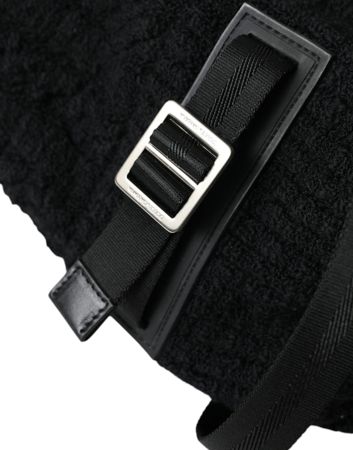 Elegant backpack made of tricot wool blend in black