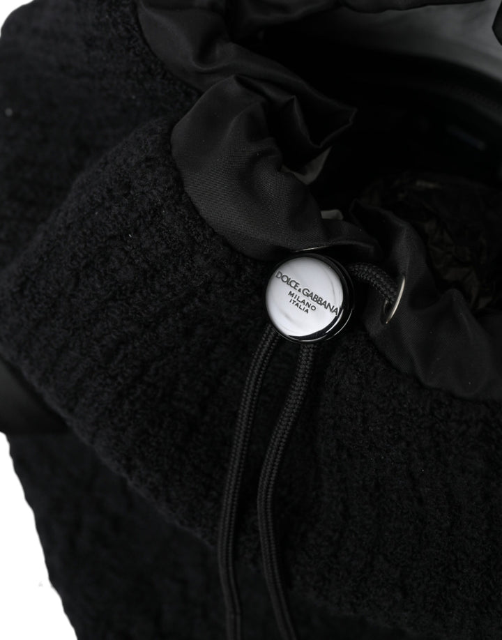 Elegant backpack made of tricot wool blend in black