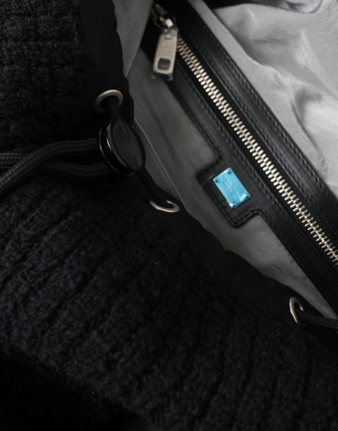 Elegant backpack made of tricot wool blend in black