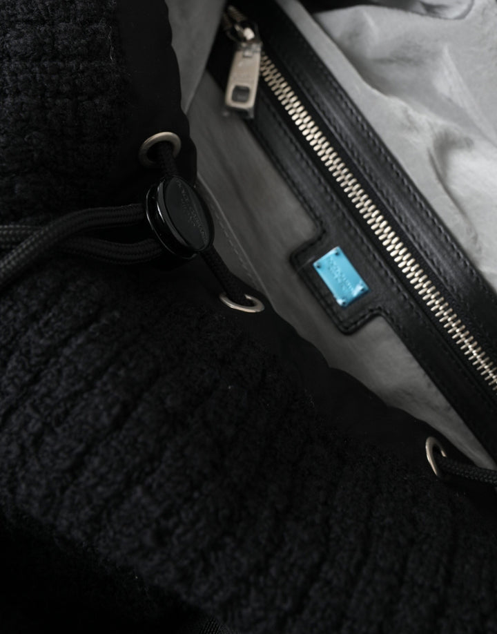 Elegant backpack made of tricot wool blend in black