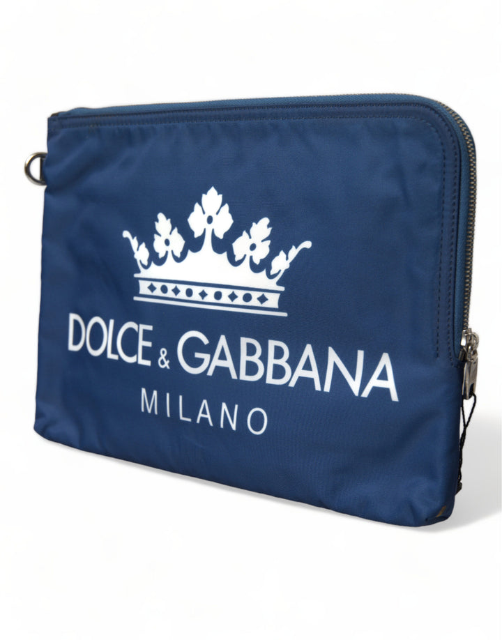 Elegant blue nylon clutch with zipper