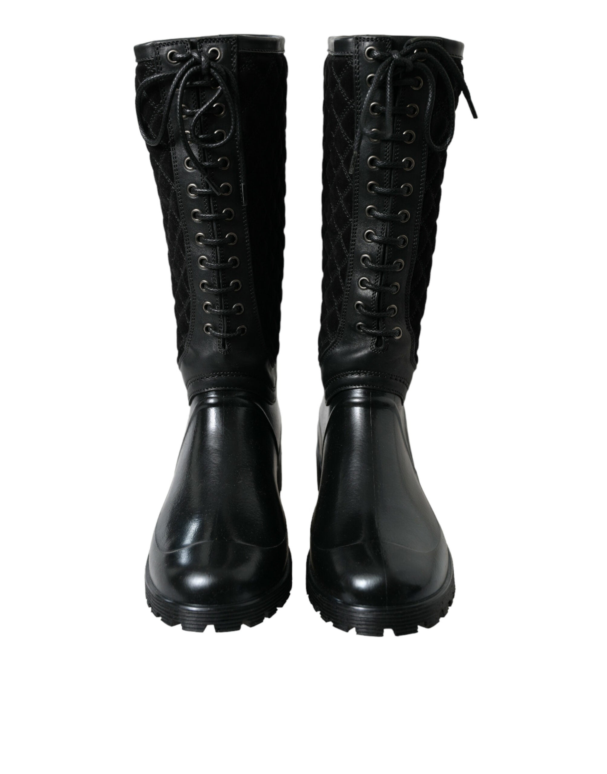 Elegant quilted rain boots with laces