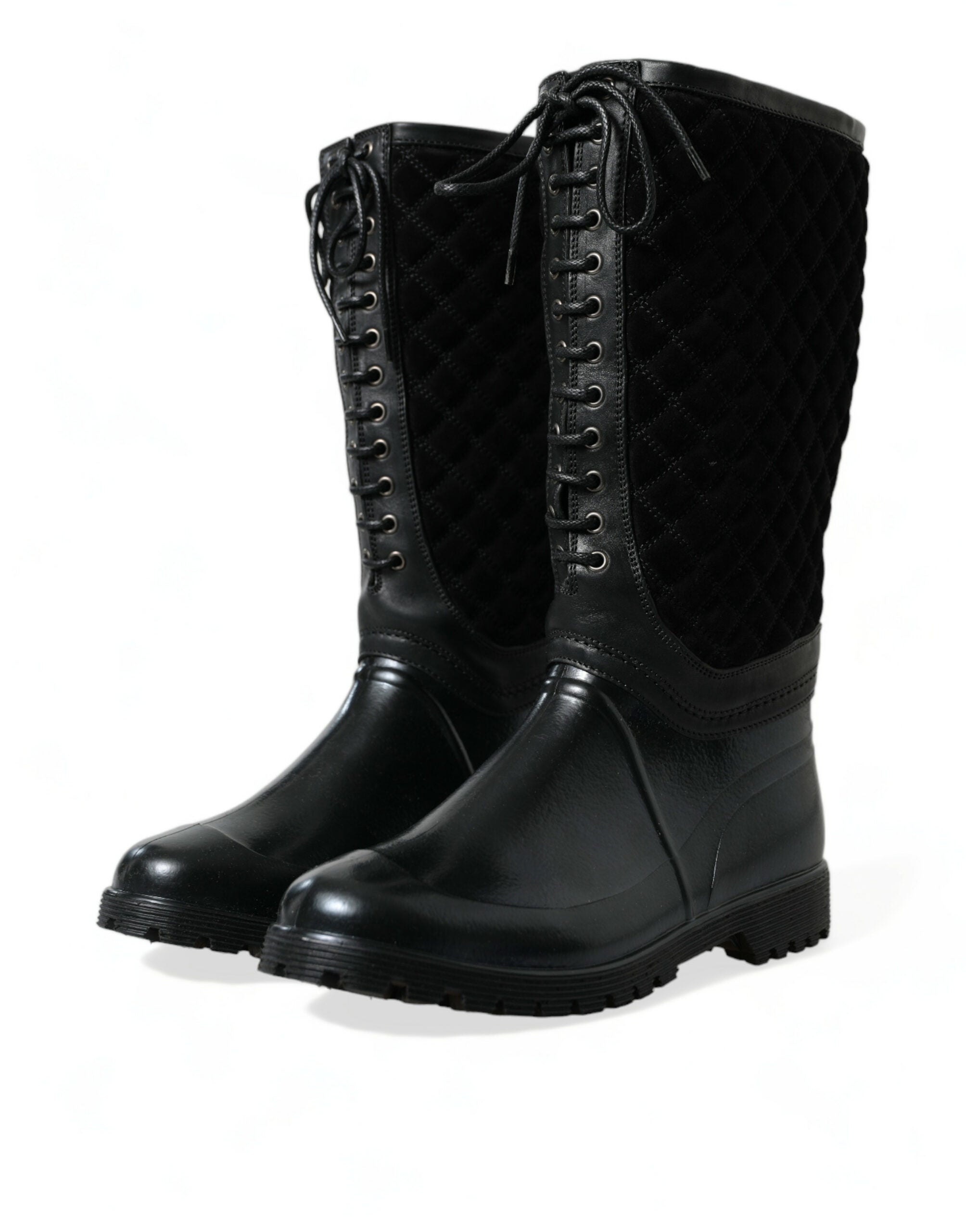Elegant quilted rain boots with laces