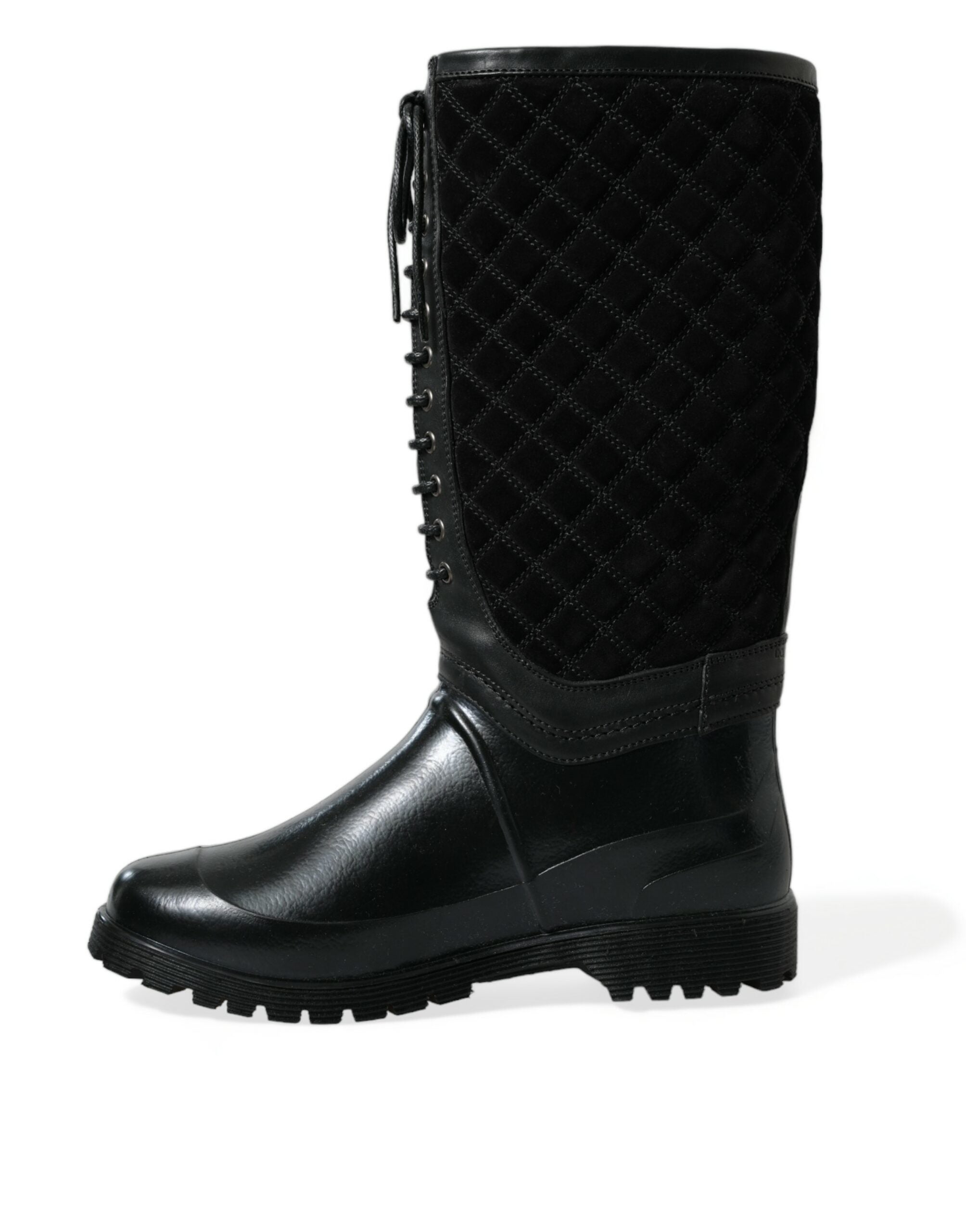 Elegant quilted rain boots with laces