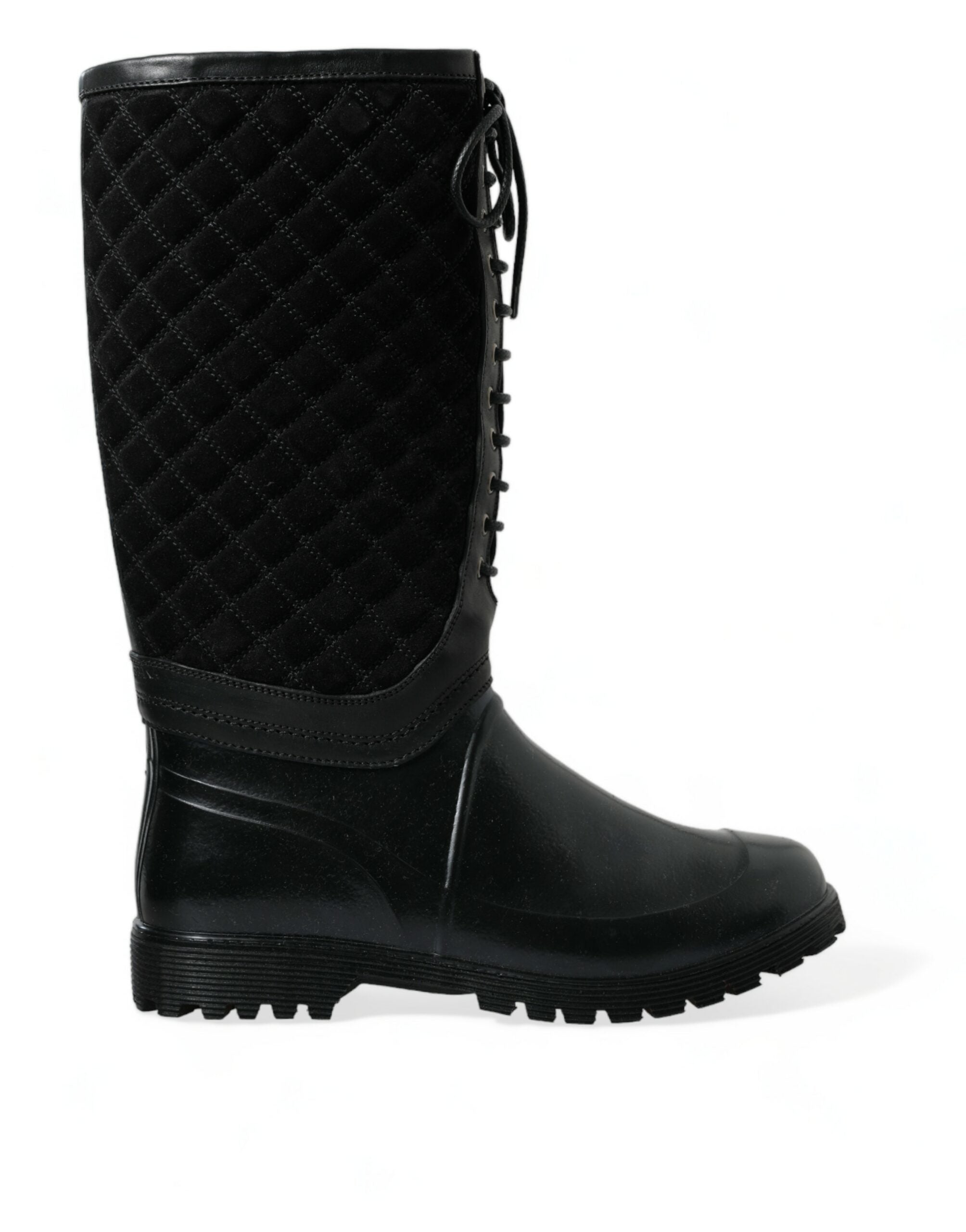 Elegant quilted rain boots with laces
