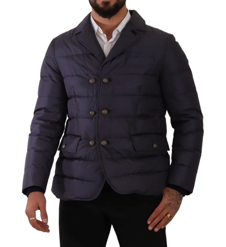 Elegant dark blue silk blend jacket
