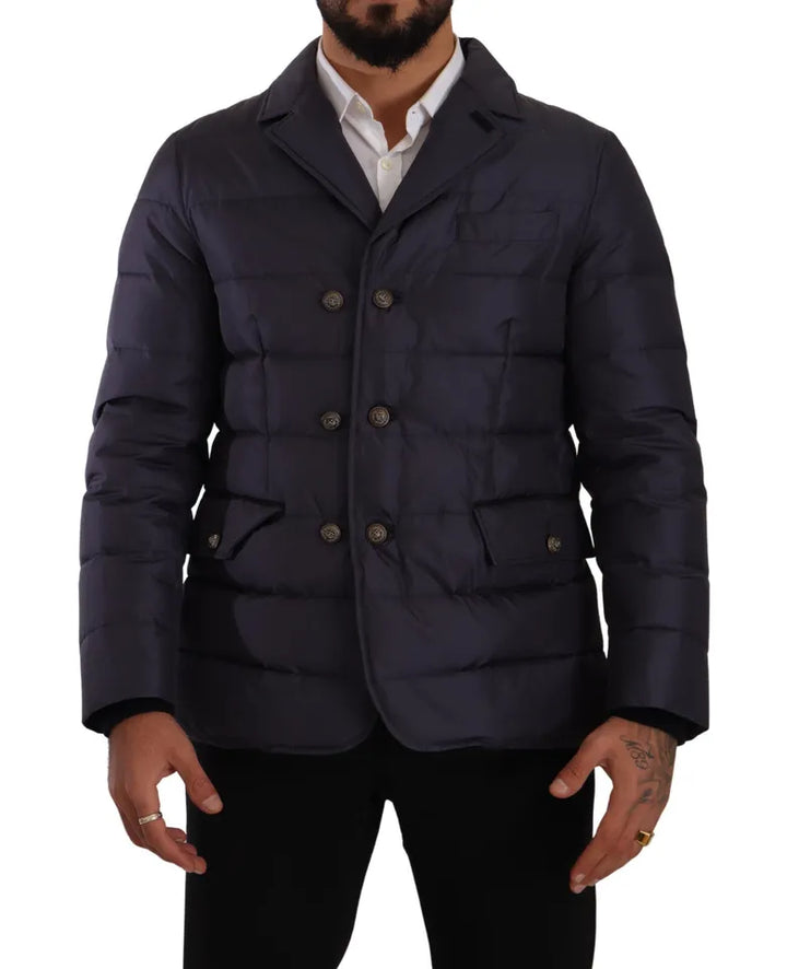 Elegant dark blue silk blend jacket