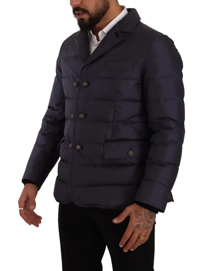 Elegant dark blue silk blend jacket