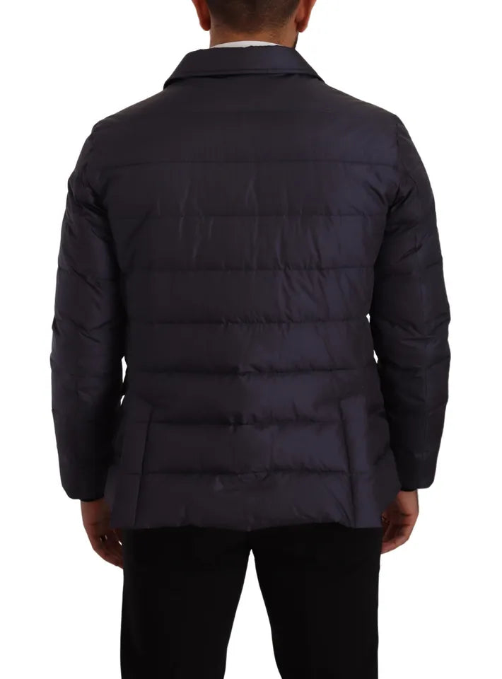 Elegant dark blue silk blend jacket