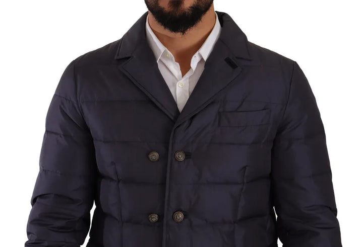 Elegant dark blue silk blend jacket