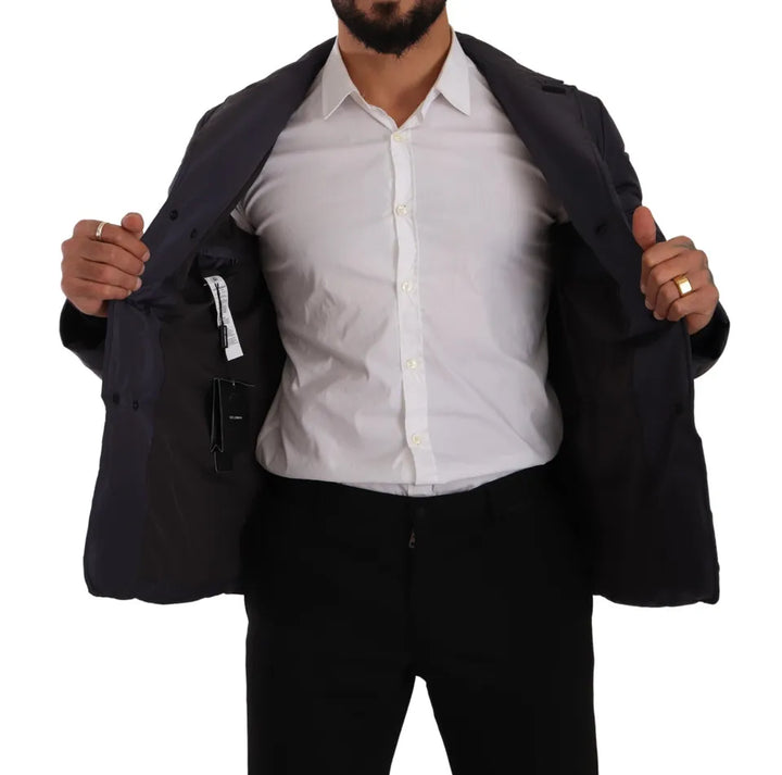 Elegant dark blue silk blend jacket