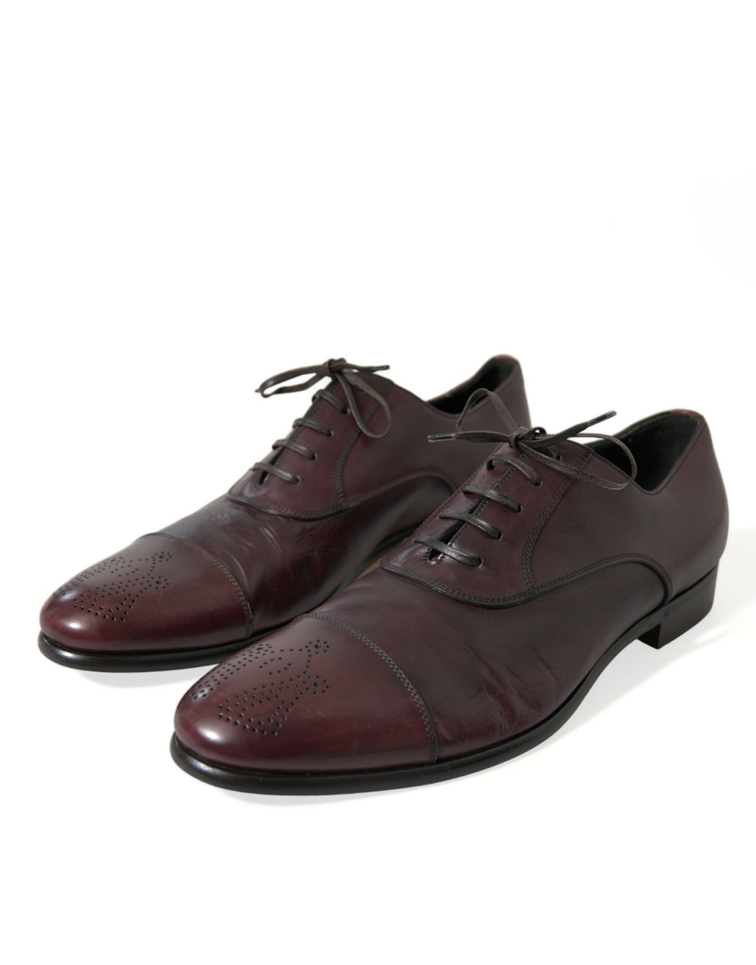 Dolce & Gabbana Elegante Burgunder Leder Derby Schuhe