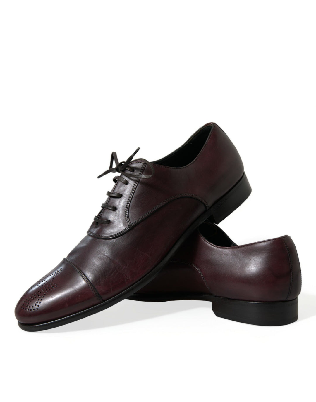 Dolce & Gabbana Elegante Burgunder Leder Derby Schuhe