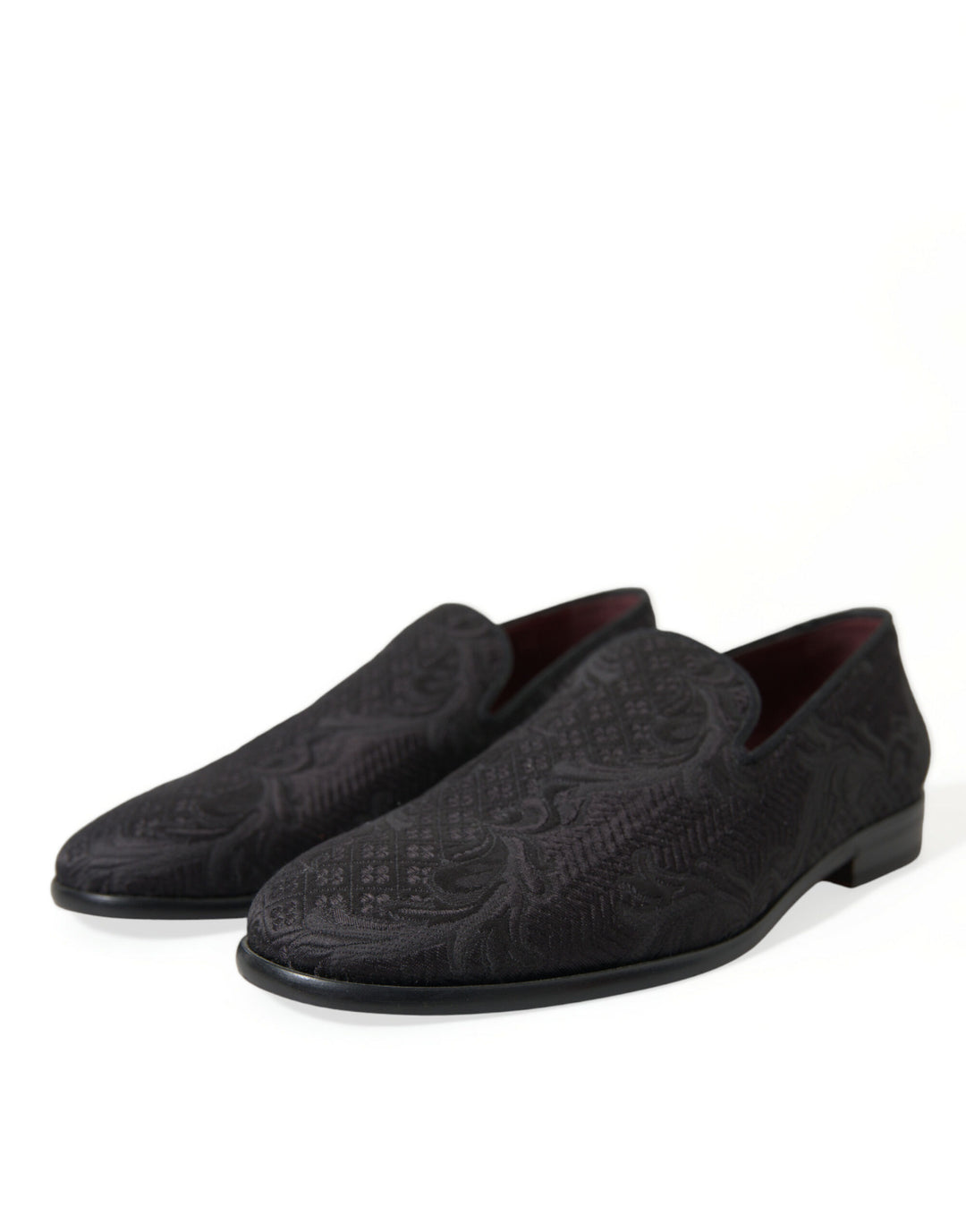 Dolce & Gabbana Elegante schwarze Brokat-Slipper