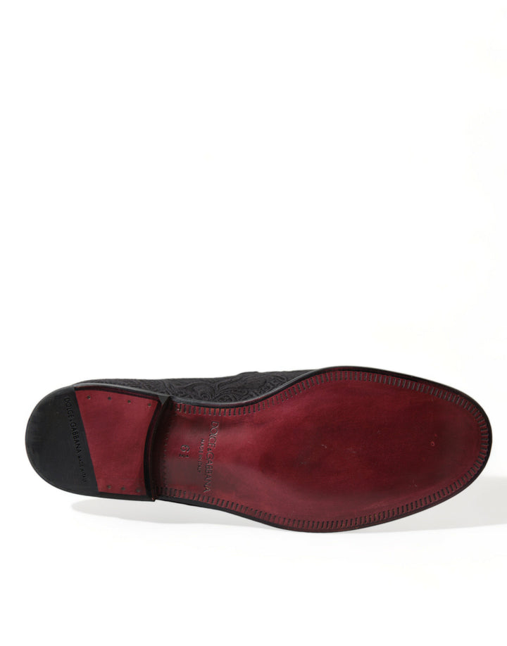 Dolce & Gabbana Elegante schwarze Brokat-Slipper