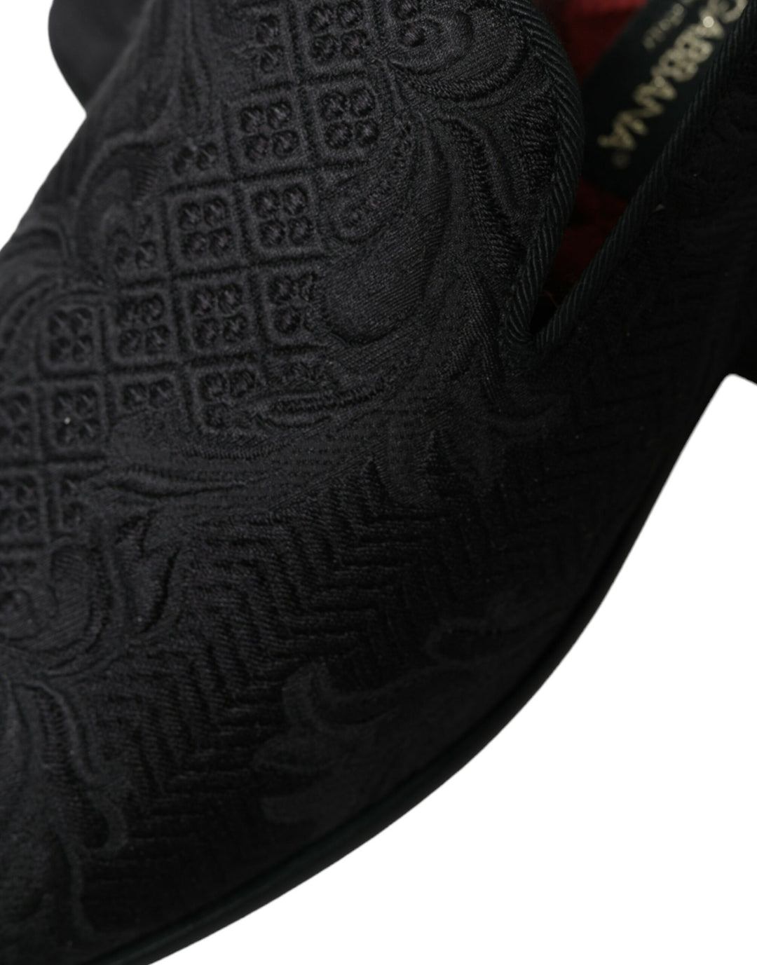 Dolce & Gabbana Elegante schwarze Brokat-Slipper