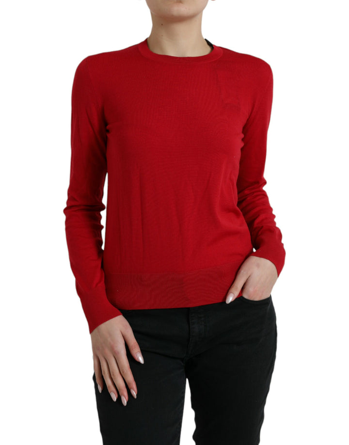 Pullover mit Rundhalsausschnitt aus roter Wolle