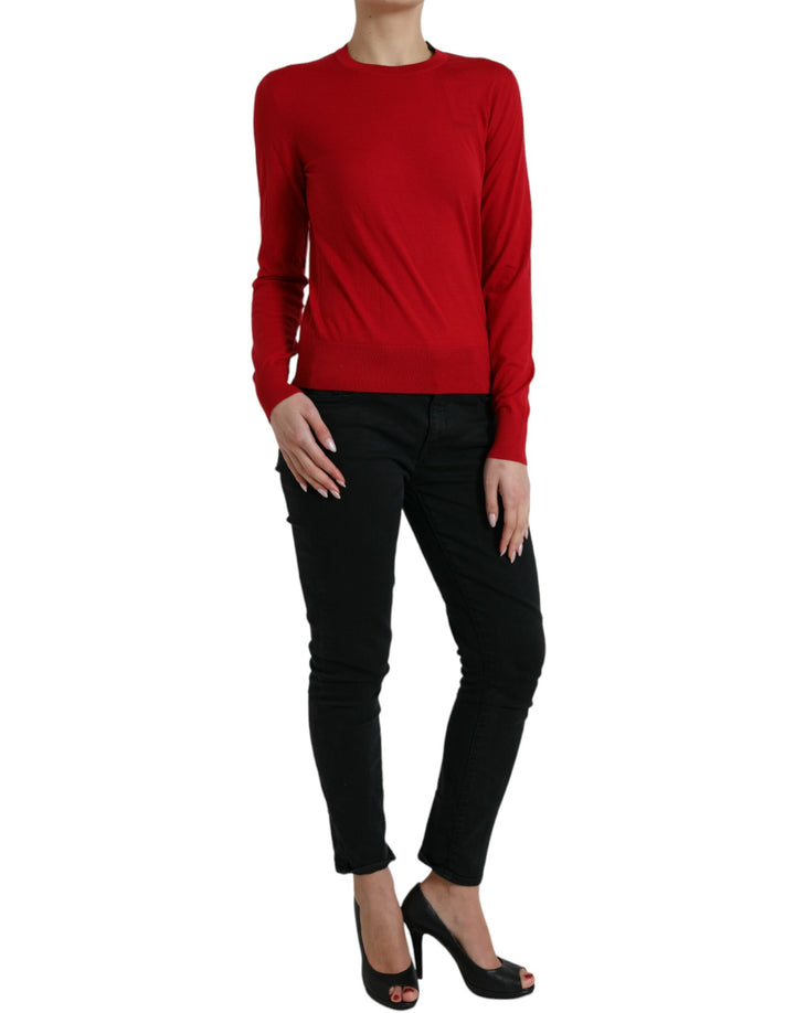 Pullover mit Rundhalsausschnitt aus roter Wolle