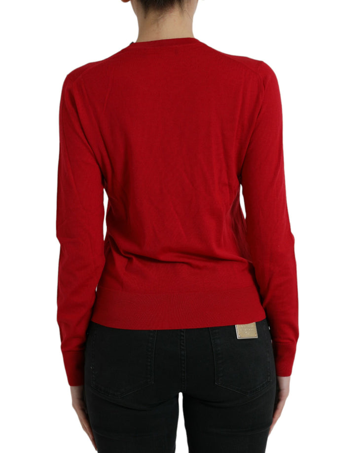 Pullover mit Rundhalsausschnitt aus roter Wolle