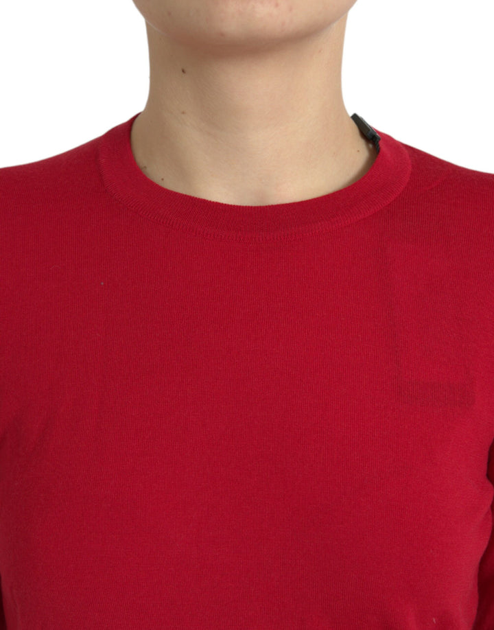 Pullover mit Rundhalsausschnitt aus roter Wolle