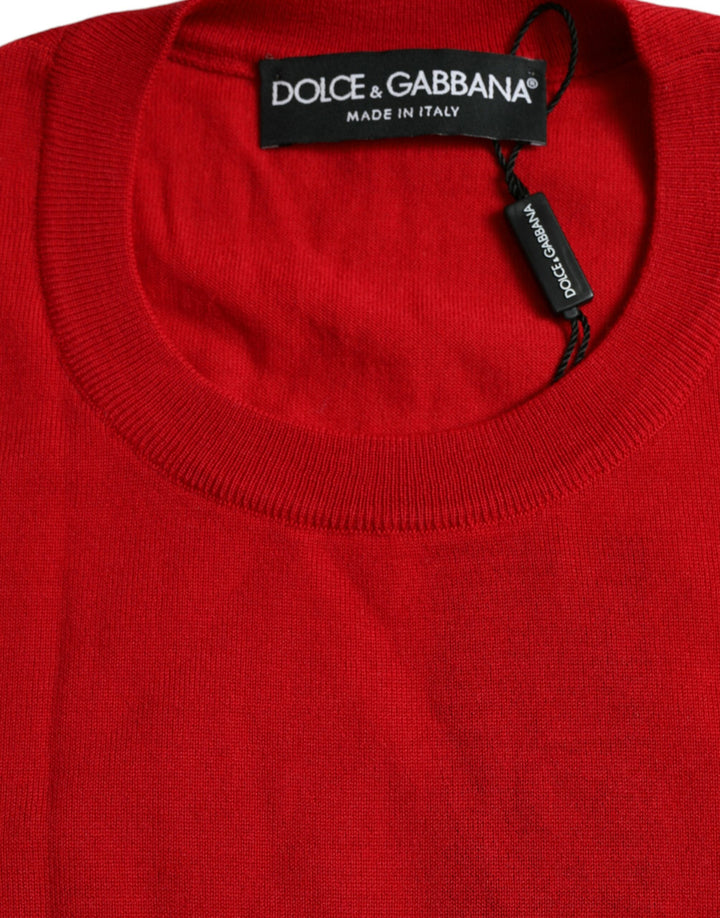 Pullover mit Rundhalsausschnitt aus roter Wolle