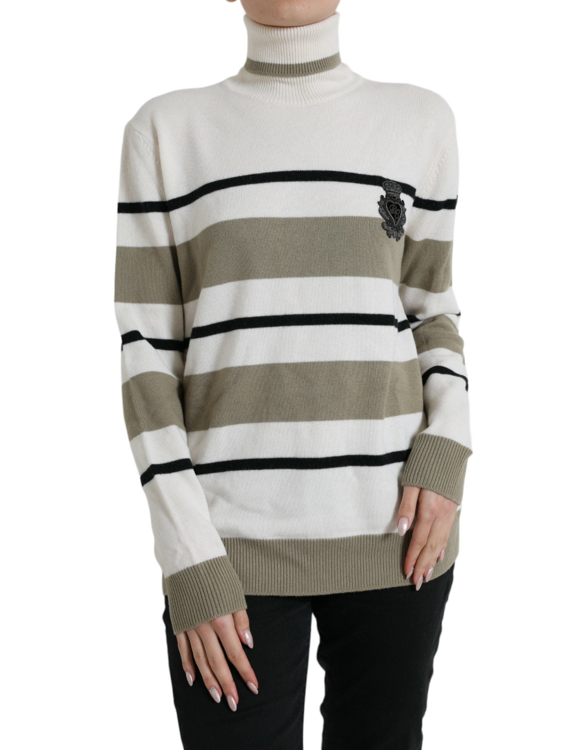 Italian turtleneck sweater made of striped wool