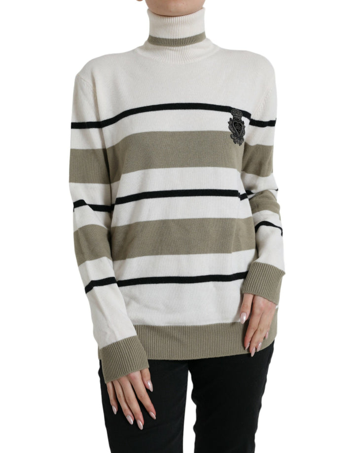 Mehrfarbig gestreifter Pullover aus Wolle mit Logo