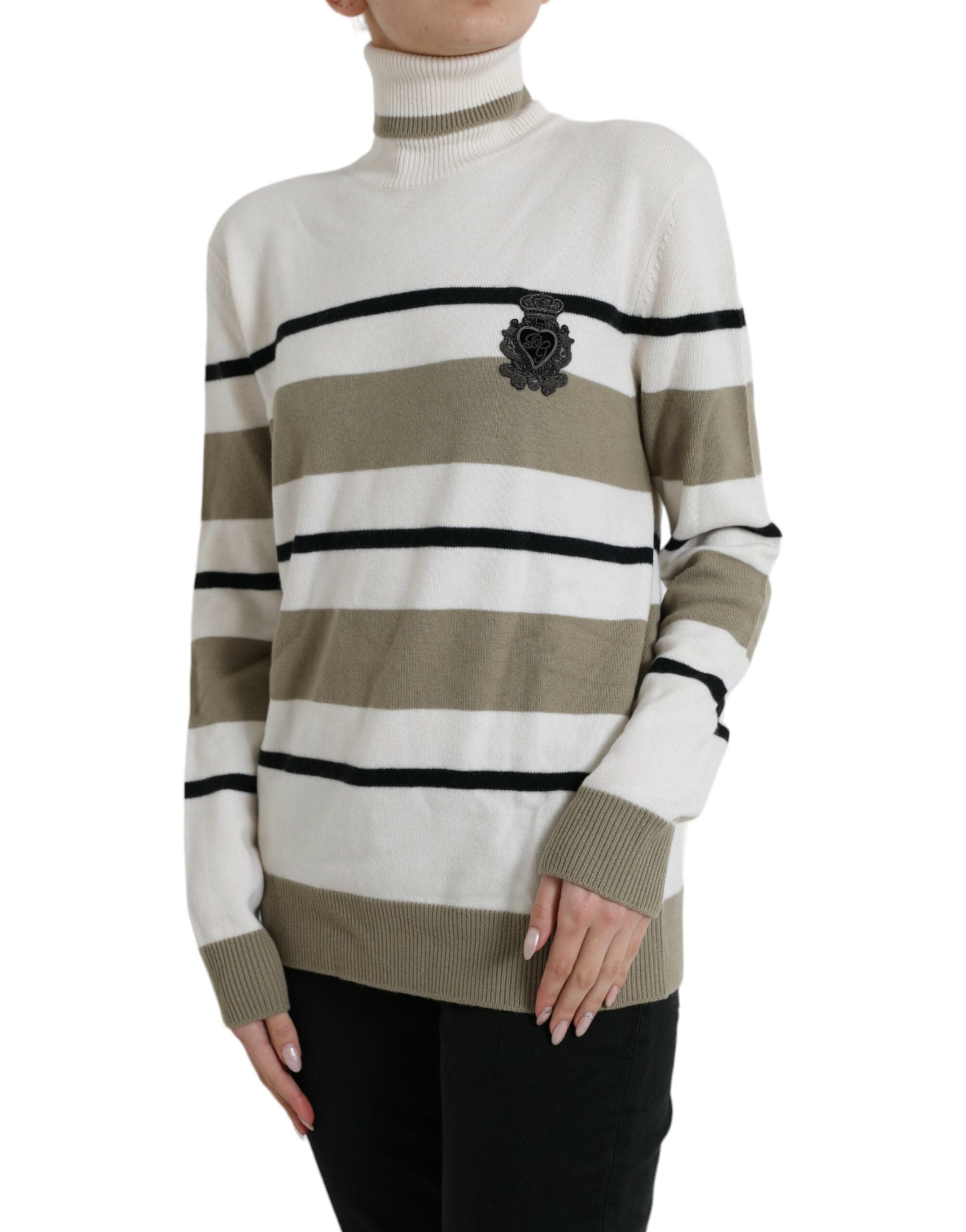 Italian turtleneck sweater made of striped wool
