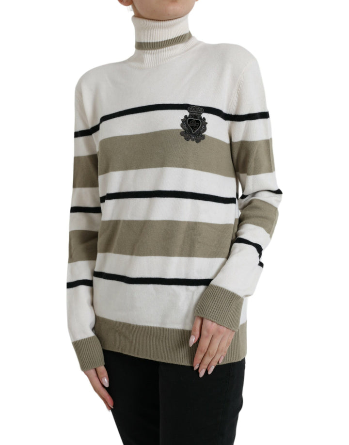Mehrfarbig gestreifter Pullover aus Wolle mit Logo