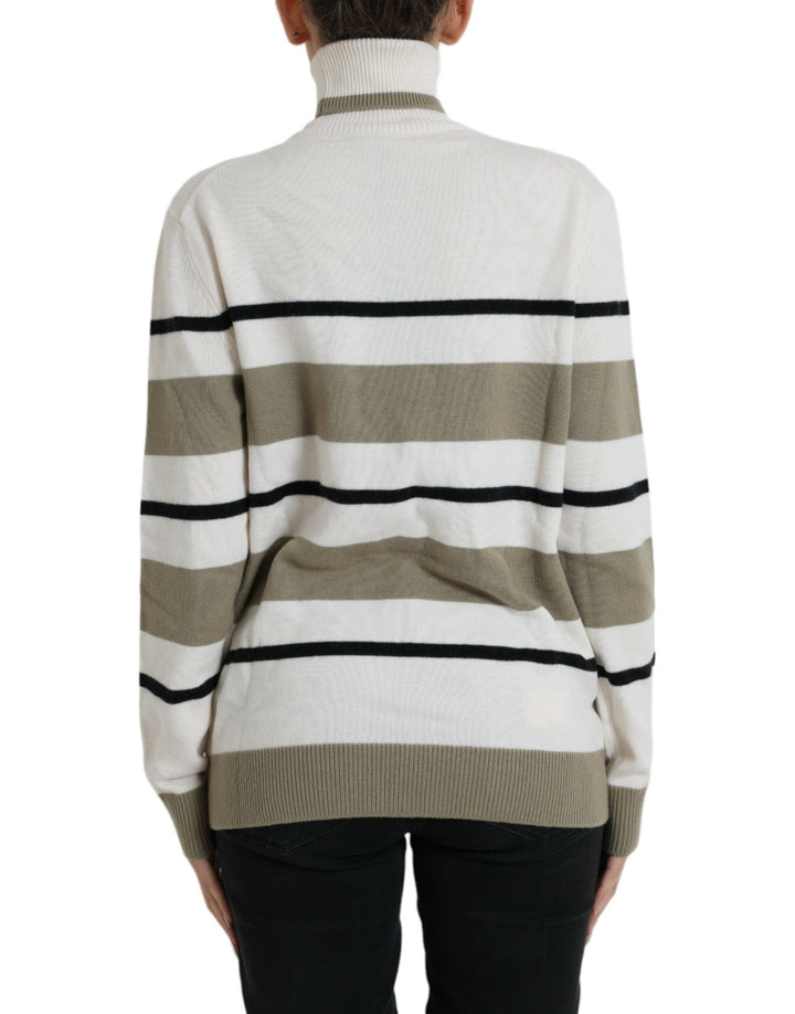 Mehrfarbig gestreifter Pullover aus Wolle mit Logo