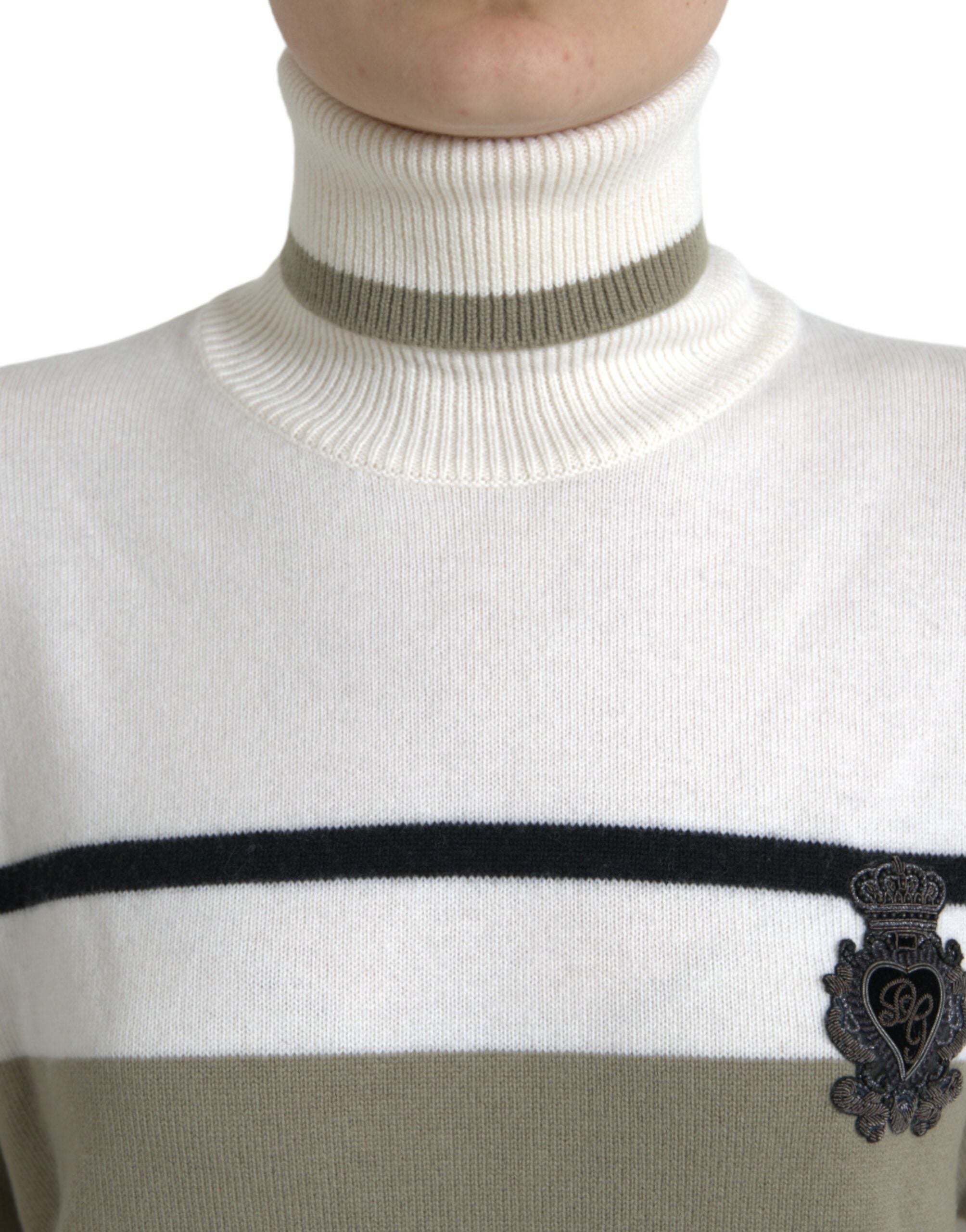 Italian turtleneck sweater made of striped wool