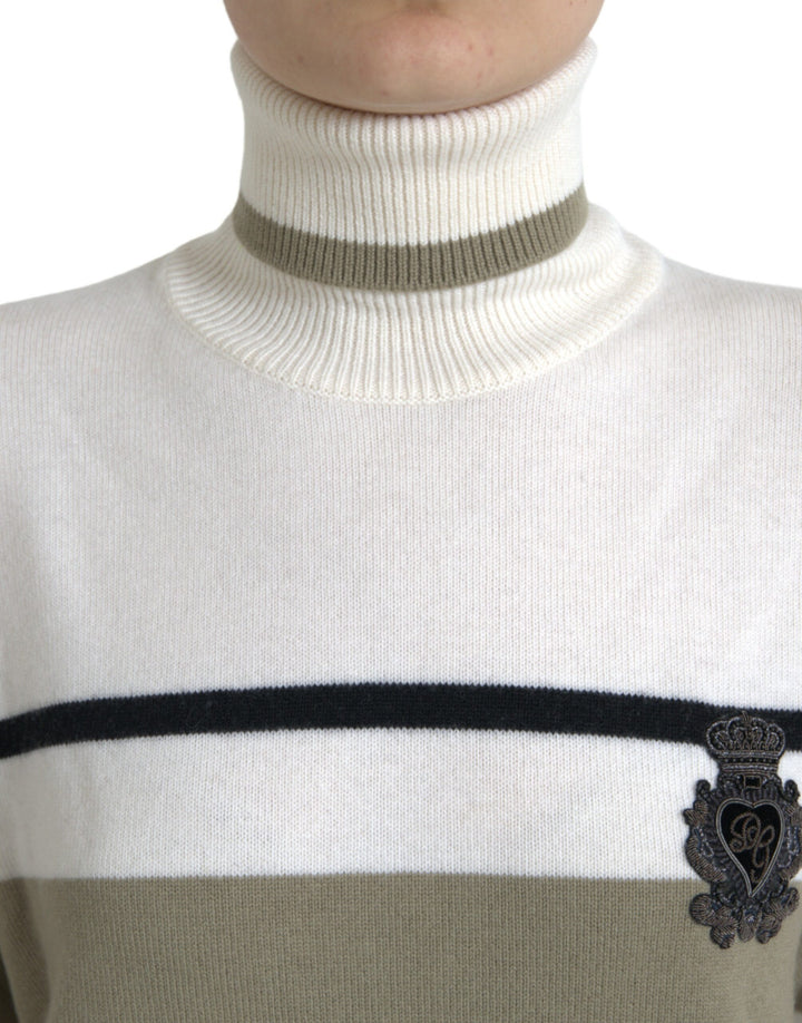 Mehrfarbig gestreifter Pullover aus Wolle mit Logo