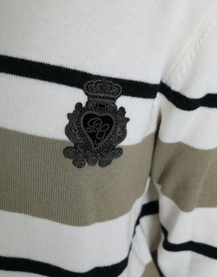 Mehrfarbig gestreifter Pullover aus Wolle mit Logo