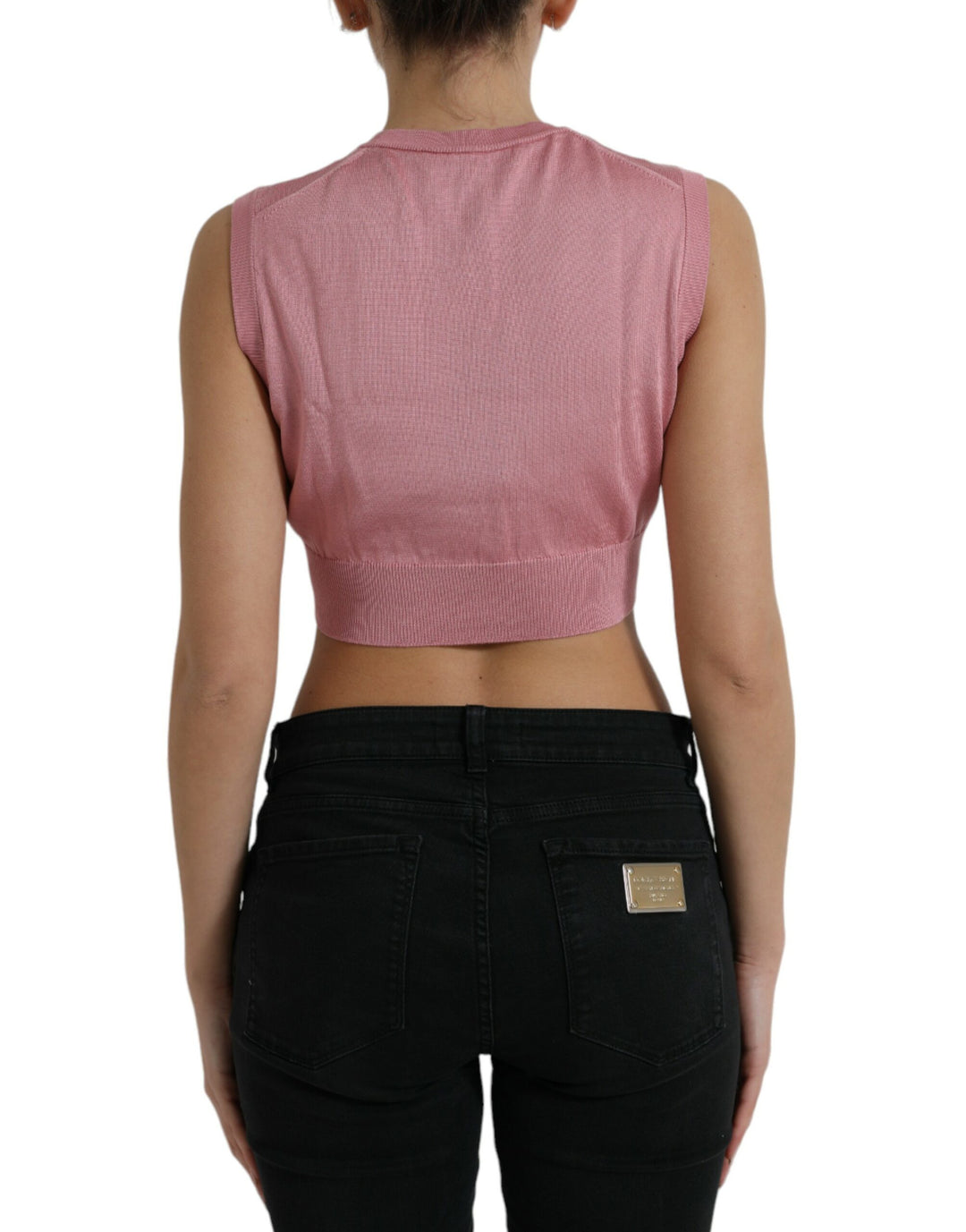 Elegant round neck silk tank top