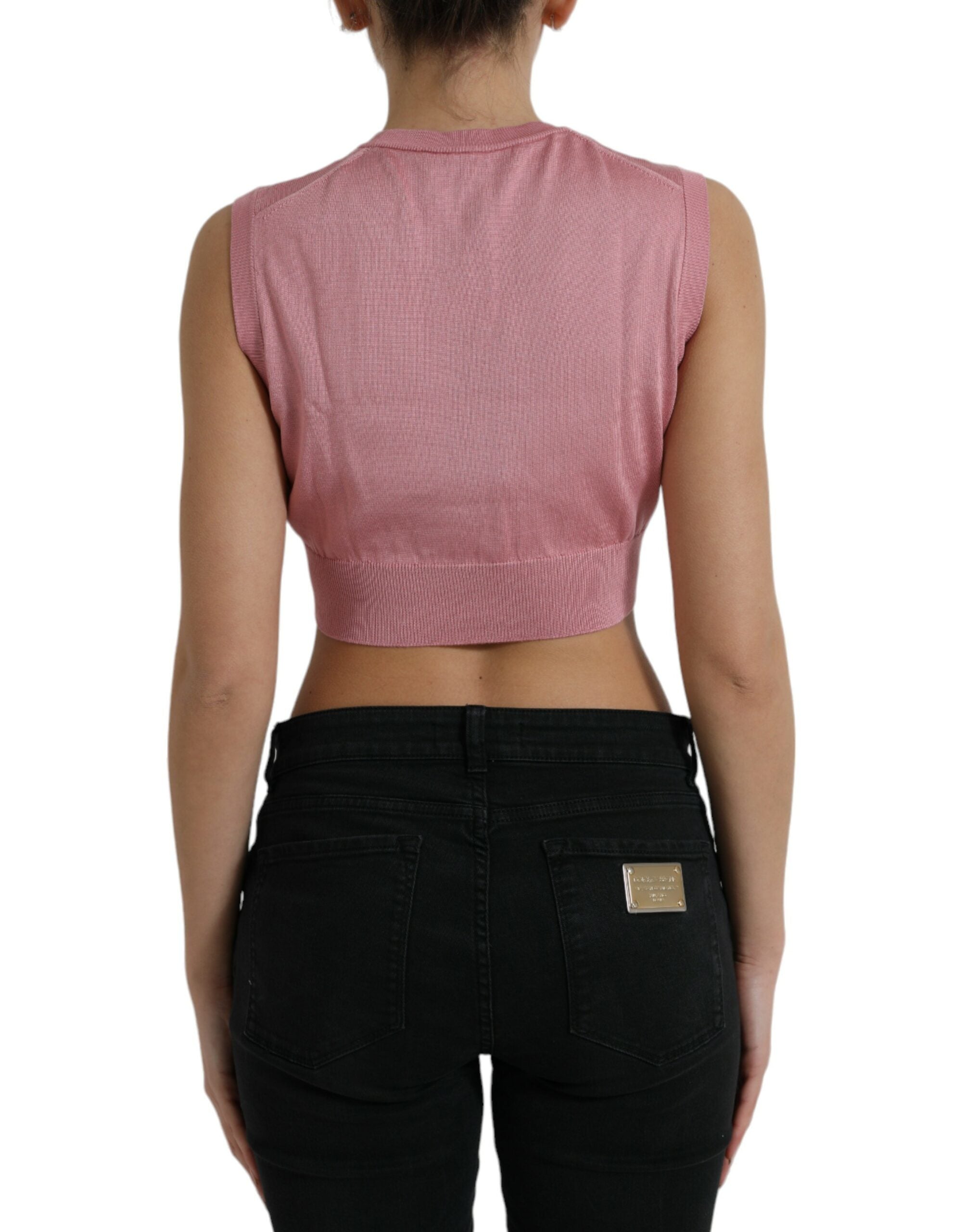 Elegant round neck silk tank top