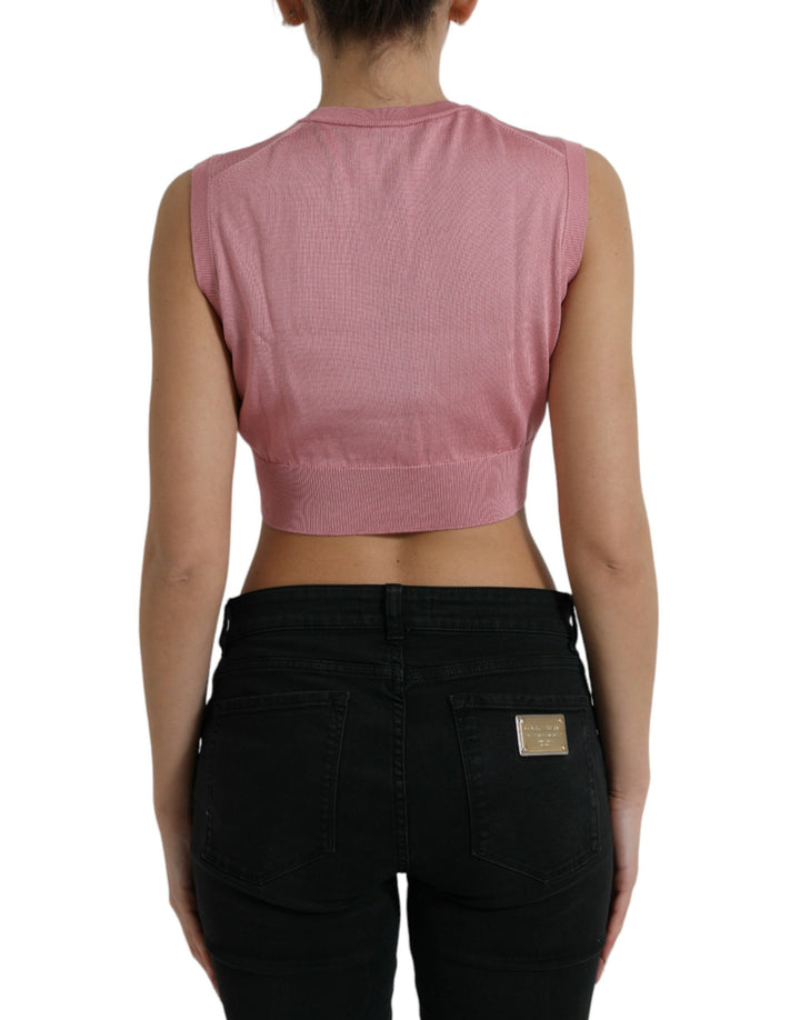 Elegant round neck silk tank top