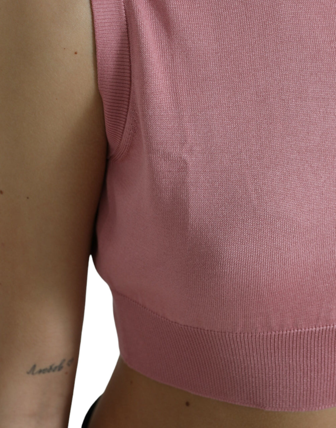 Elegant round neck silk tank top
