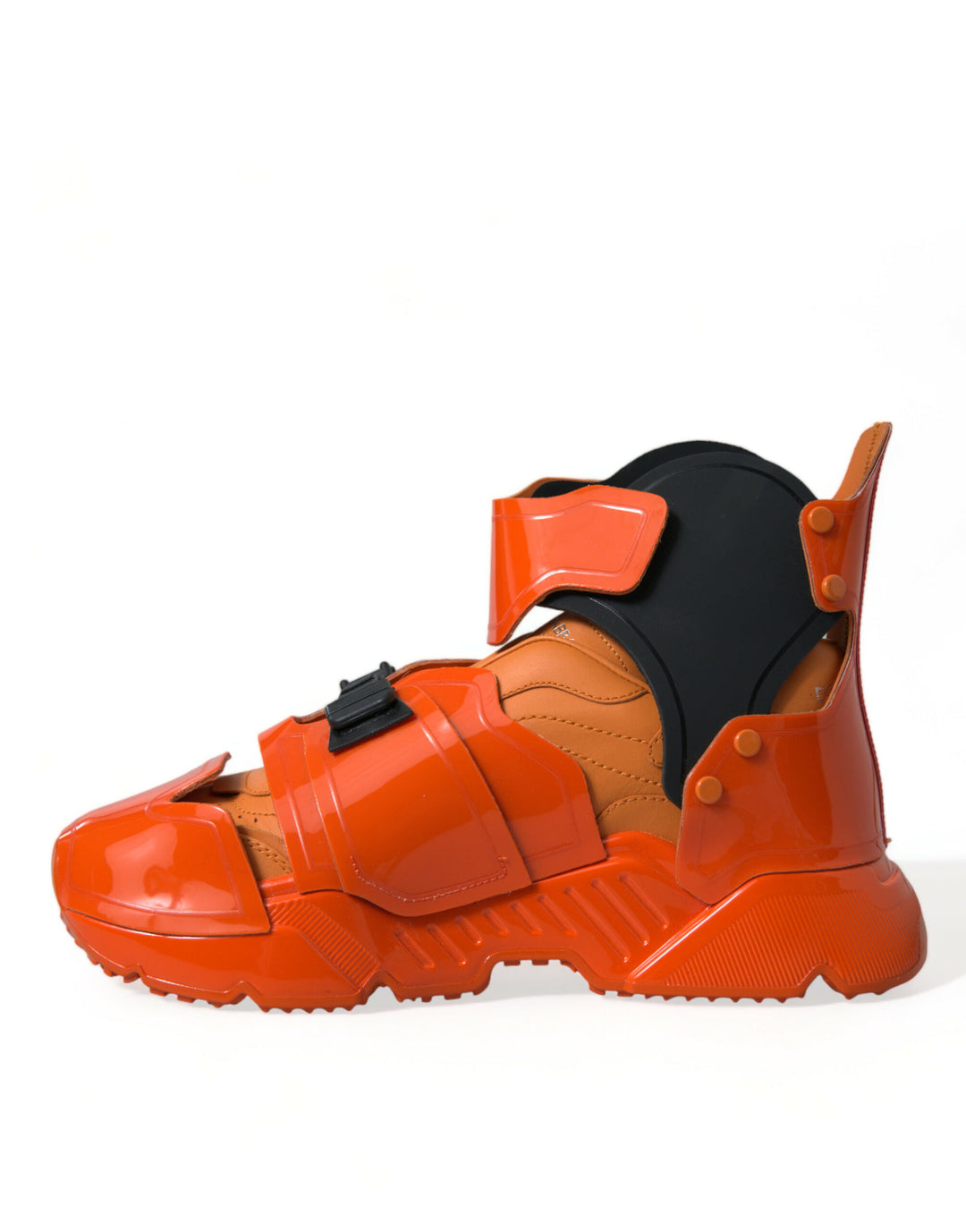 Dolce & Gabbana Orangefarbene luftige High-Top-Sneakers Charme