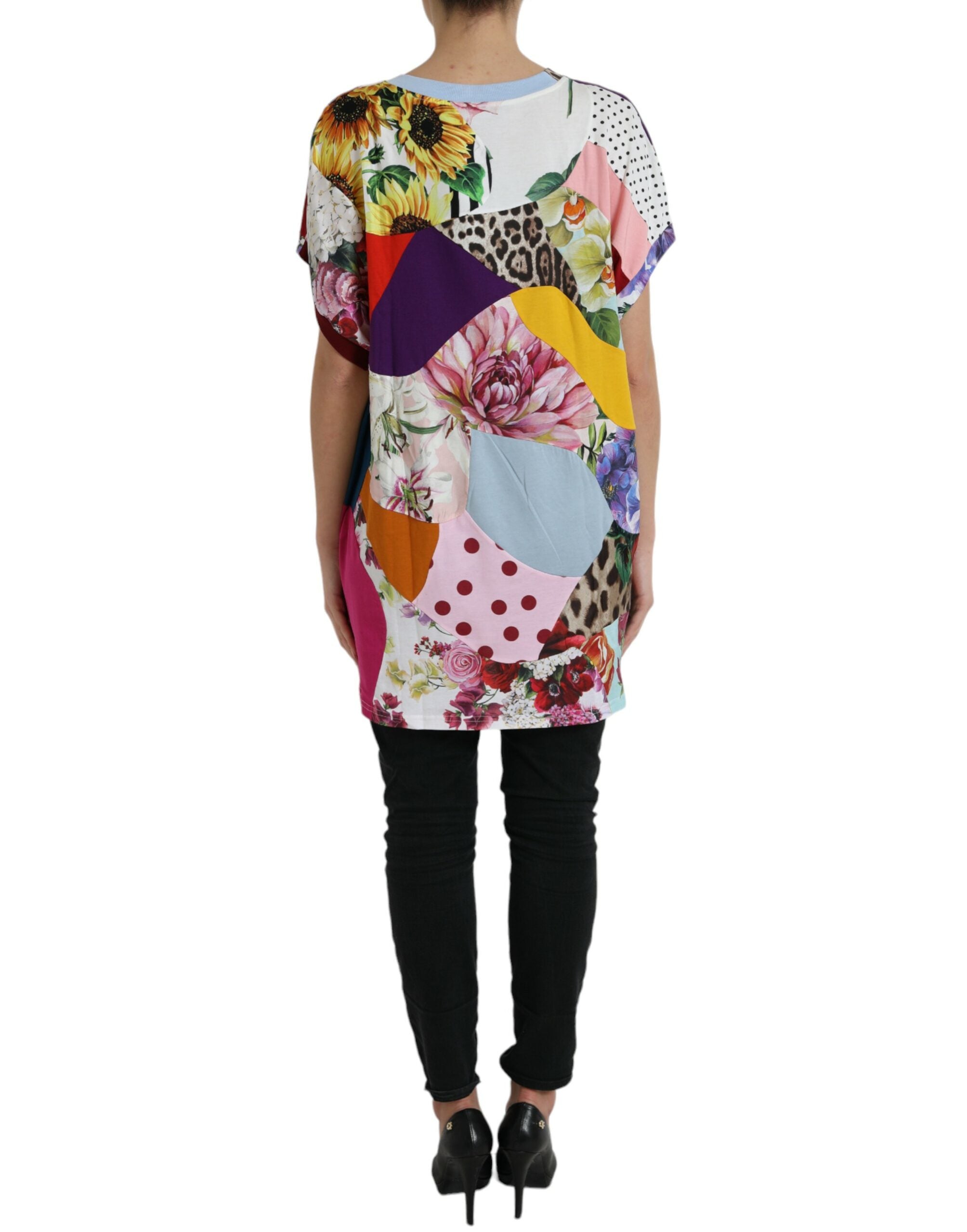 Multicolor cotton silk patchwork blouse