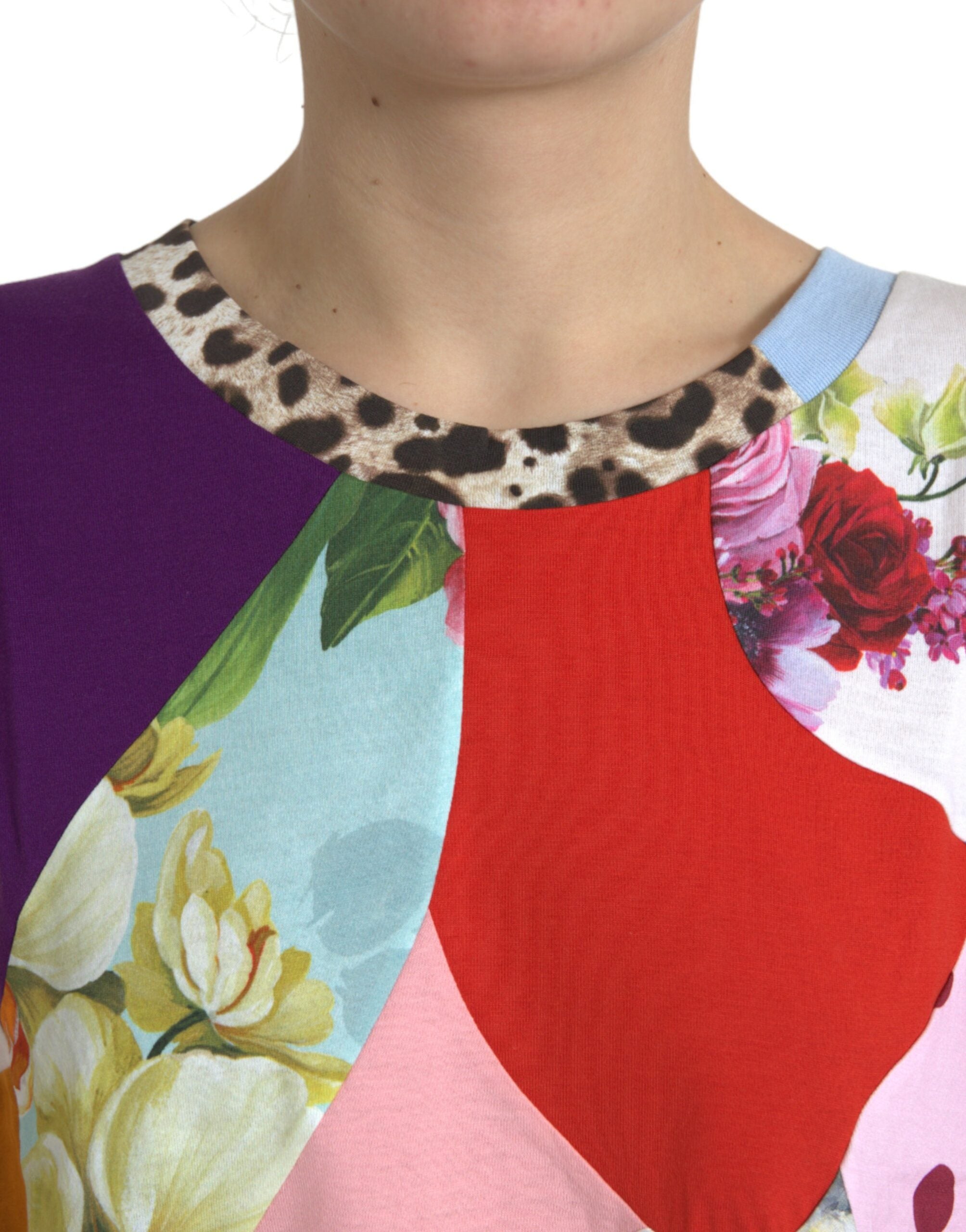 Multicolor cotton silk patchwork blouse