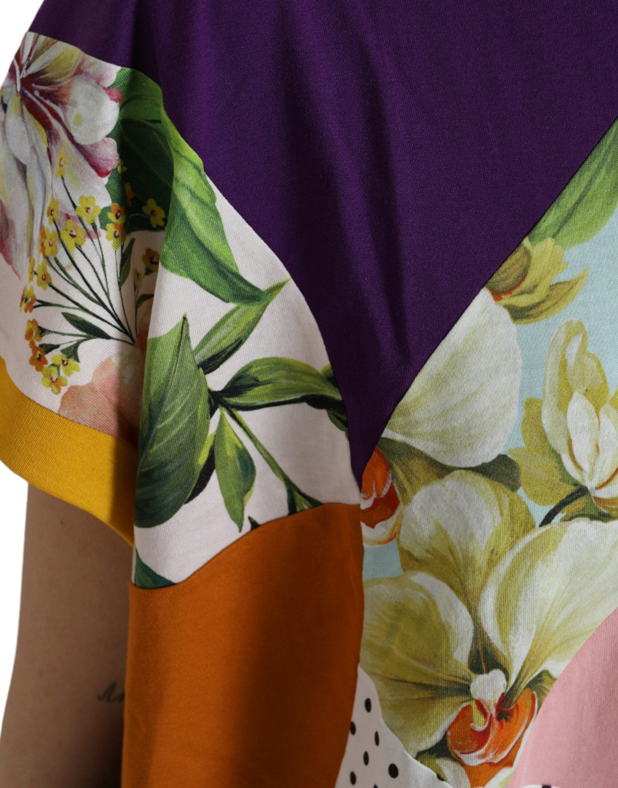 Multicolor cotton silk patchwork blouse