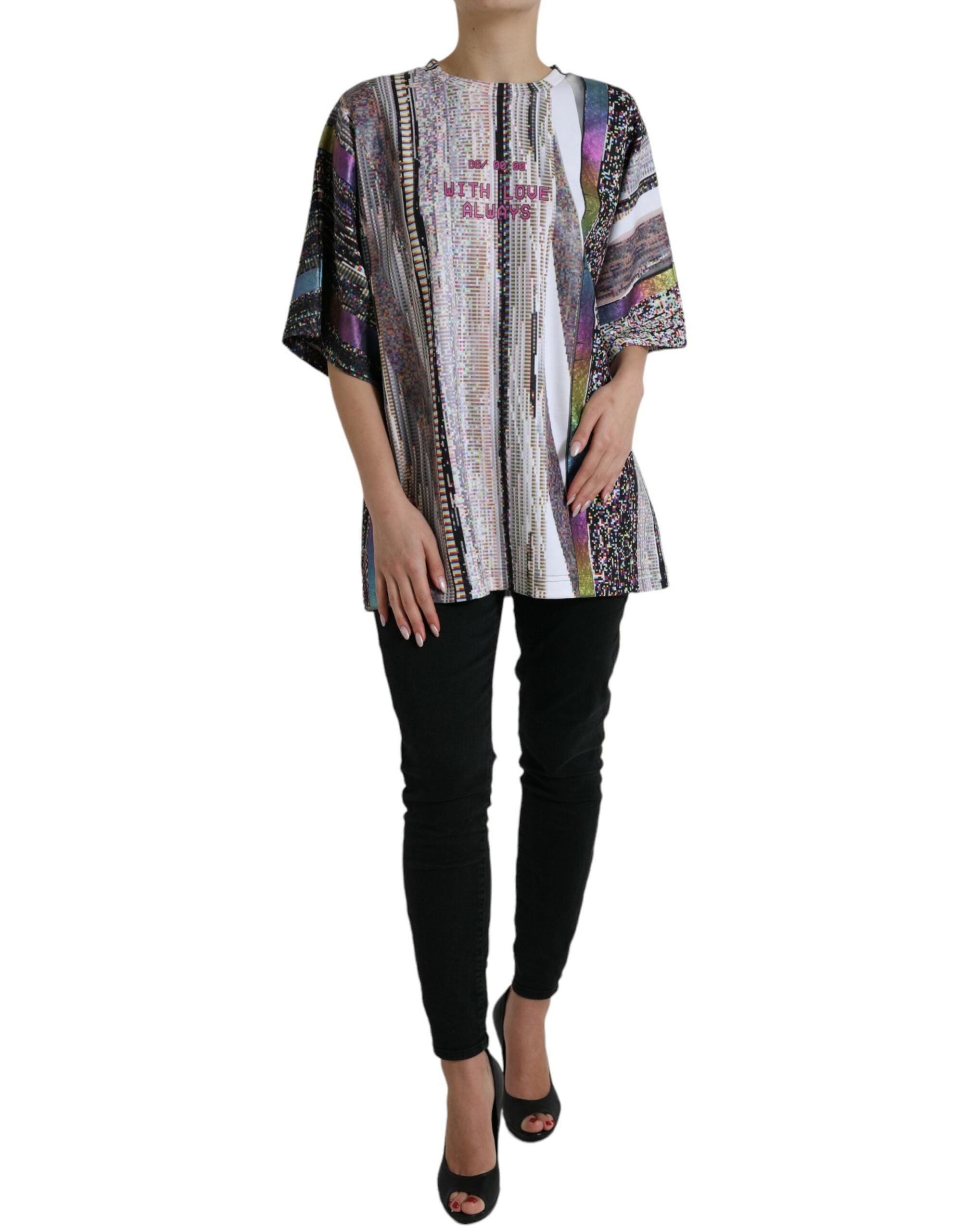 Chic multicolor tee with round neck