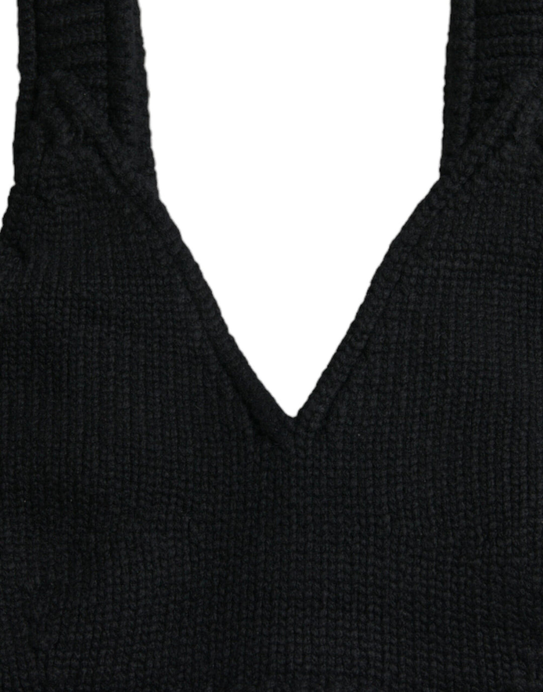 Elegant black cashmere bustier crop top